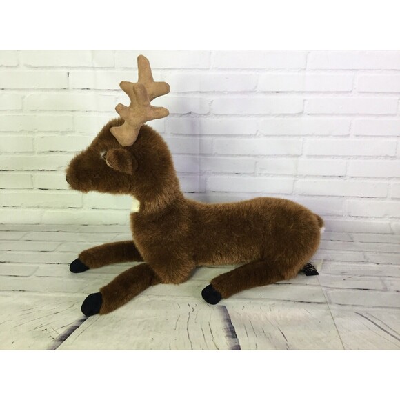 Ditz Designs Large Sitting Laying Deer Reindeer Plush Stuffed Animal Brown 19in - Picture 3 of 12